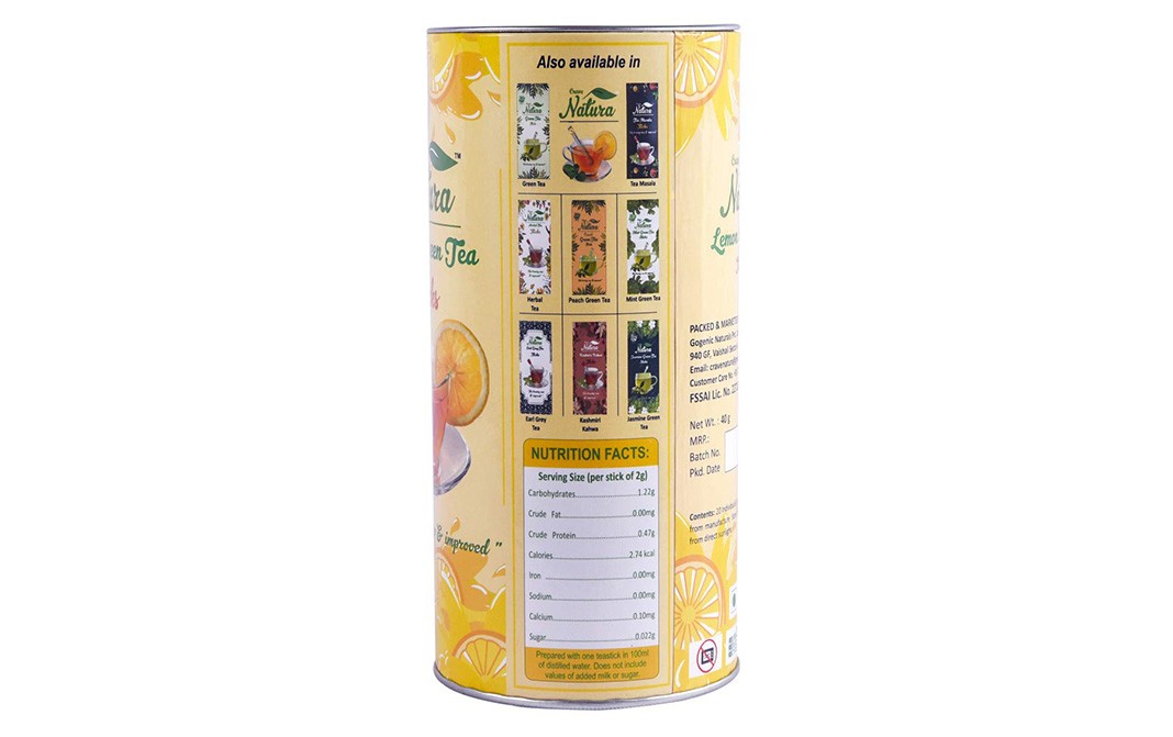 Crave Natura Lemon Green Tea Sticks   Container  40 grams